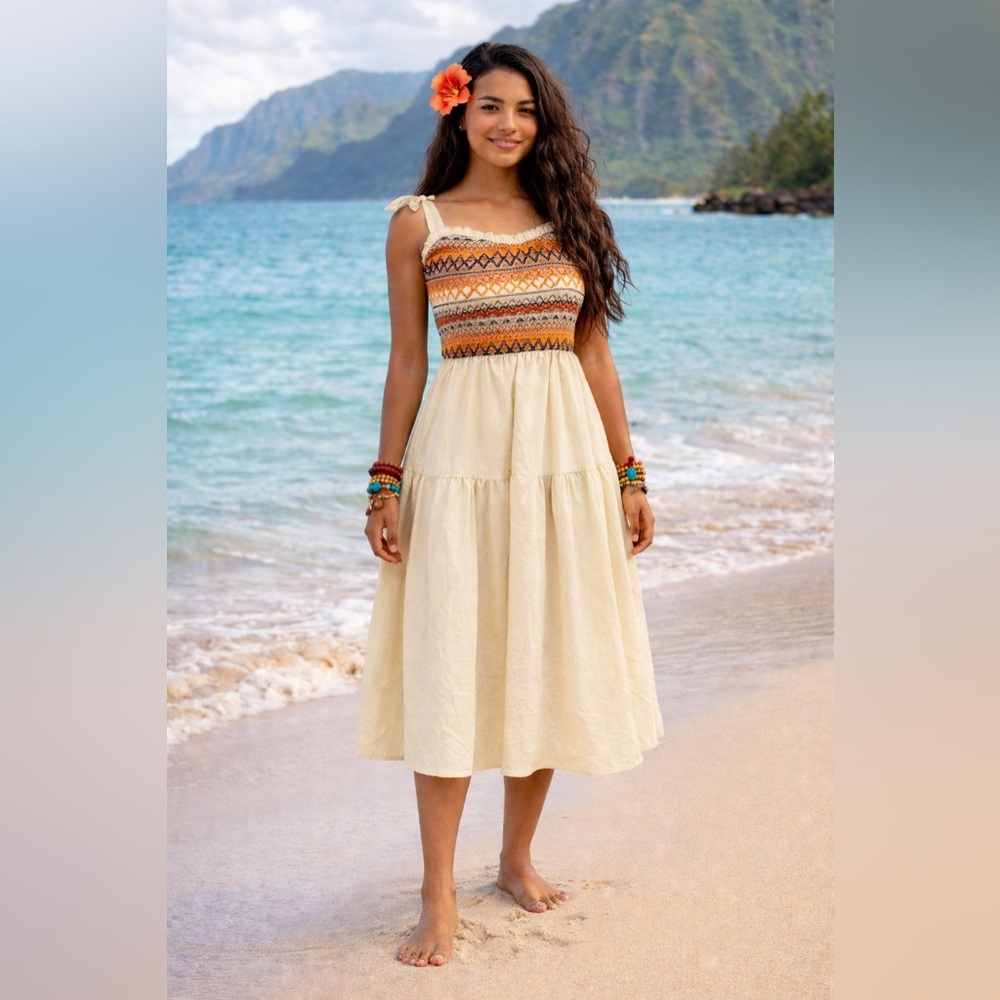 Moana Inspired Smocked Maxi Dress